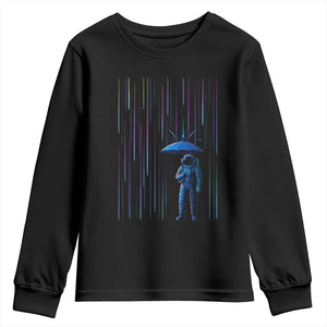 Perseid Meteor Shower Raining Astronaut With Umbrella Youth Sweatshirt TS11 Black Print Your Wear