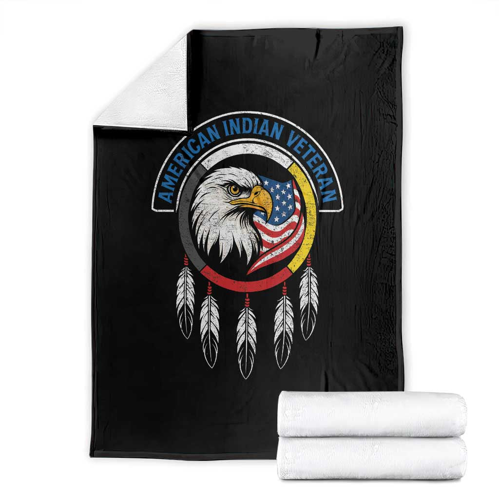 American Indian Veteran Throw Blanket Native American Veteran Eagle Dreamcatcher TS11 Black Print Your Wear