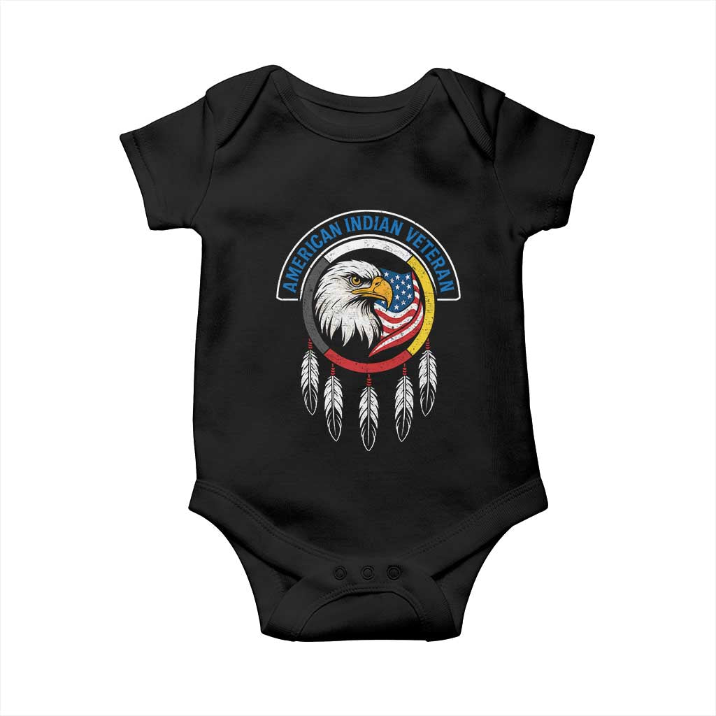 American Indian Veteran Baby Onesie Native American Veteran Eagle Dreamcatcher TS11 Black Print Your Wear