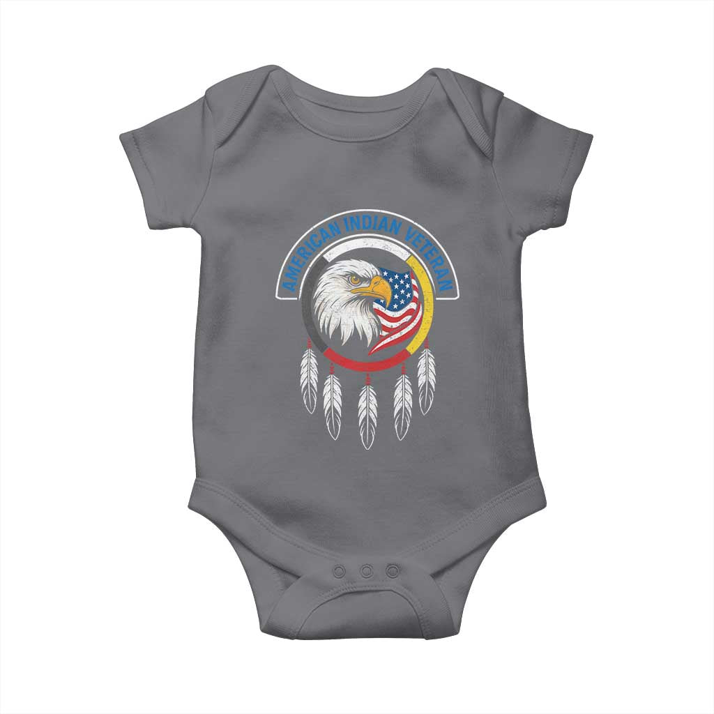 American Indian Veteran Baby Onesie Native American Veteran Eagle Dreamcatcher TS11 Charcoal Print Your Wear