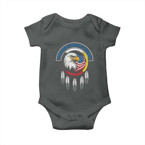 American Indian Veteran Baby Onesie Native American Veteran Eagle Dreamcatcher TS11 Dark Heather Print Your Wear