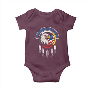 American Indian Veteran Baby Onesie Native American Veteran Eagle Dreamcatcher TS11 Maroon Print Your Wear