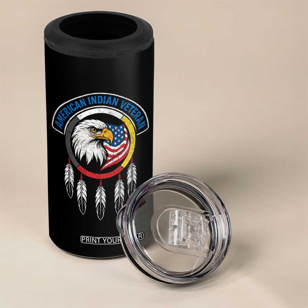 American Indian Veteran 4 in 1 Can Cooler Tumbler Native American Veteran Eagle Dreamcatcher TS11 Print Your Wear