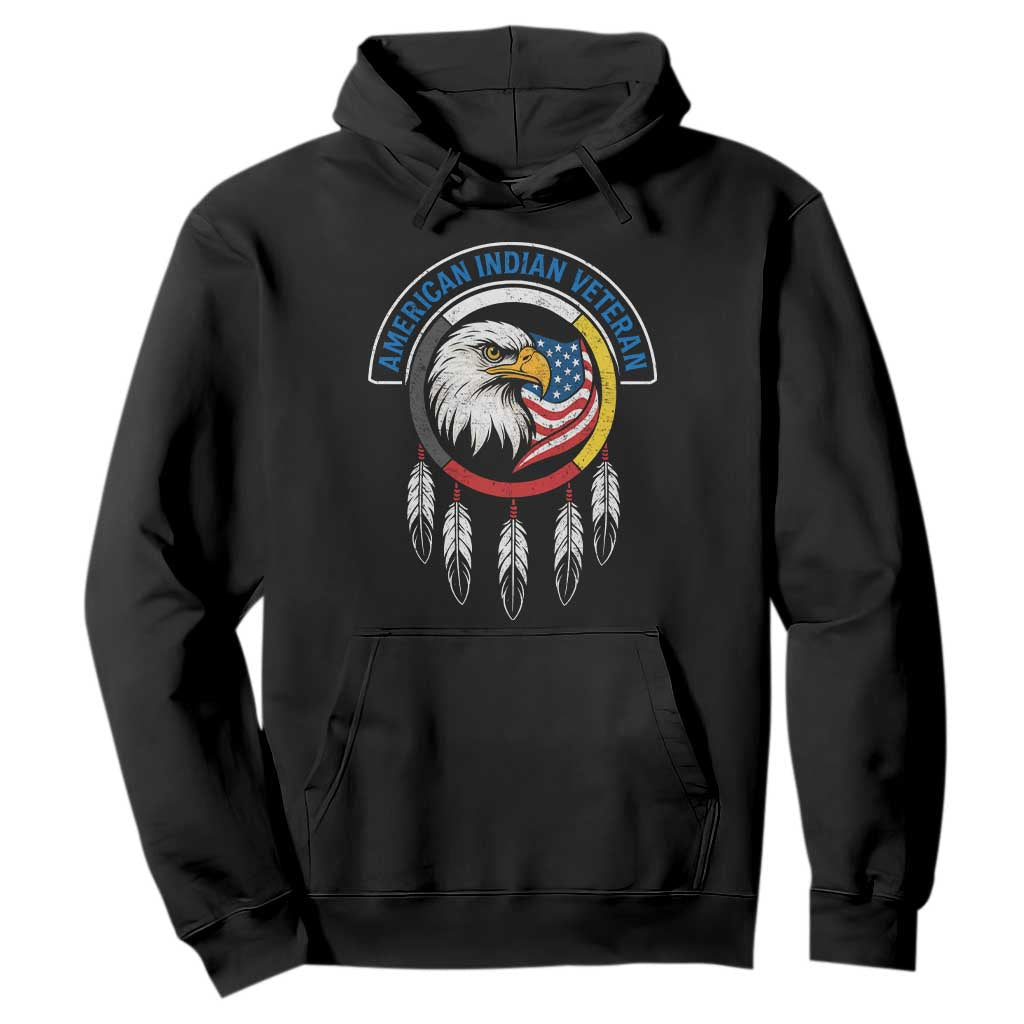 American Indian Veteran Hoodie Native American Veteran Eagle Dreamcatcher TS11 Black Print Your Wear