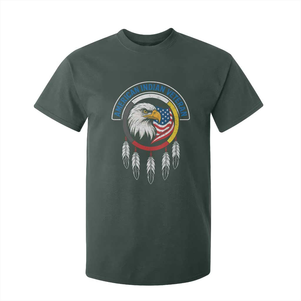 American Indian Veteran T Shirt For Kid Native American Veteran Eagle Dreamcatcher TS11 Dark Forest Green Print Your Wear