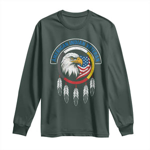 American Indian Veteran Long Sleeve Shirt Native American Veteran Eagle Dreamcatcher TS11 Dark Forest Green Print Your Wear