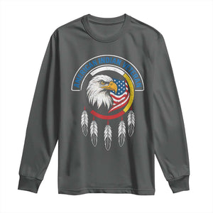 American Indian Veteran Long Sleeve Shirt Native American Veteran Eagle Dreamcatcher TS11 Dark Heather Print Your Wear