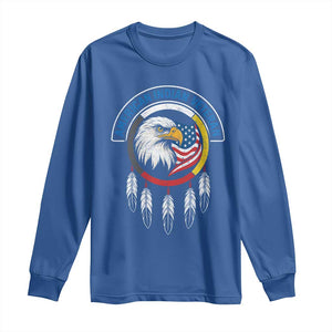 American Indian Veteran Long Sleeve Shirt Native American Veteran Eagle Dreamcatcher TS11 Royal Blue Print Your Wear