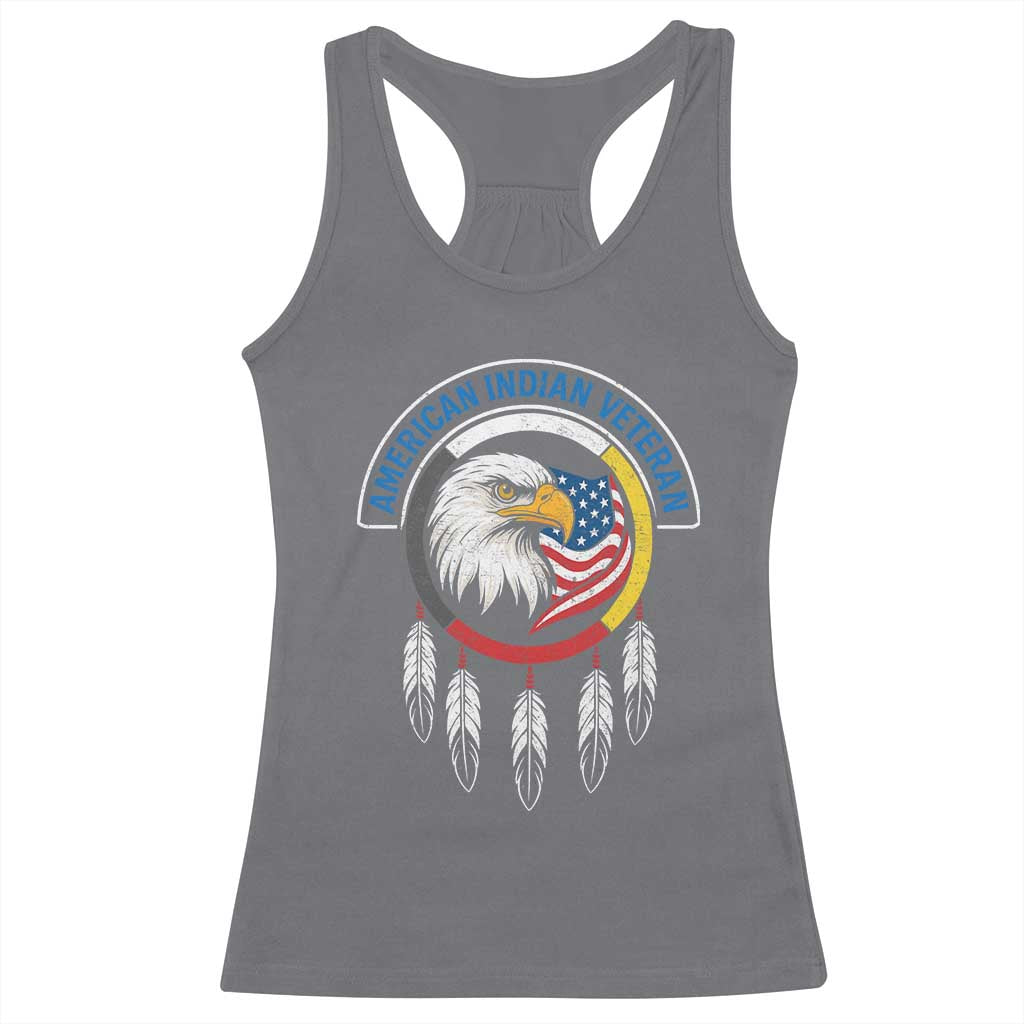 American Indian Veteran Racerback Tank Top Native American Veteran Eagle Dreamcatcher TS11 Charcoal Print Your Wear