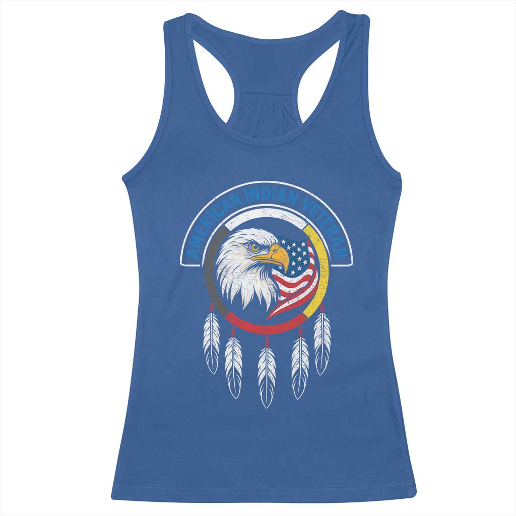 American Indian Veteran Racerback Tank Top Native American Veteran Eagle Dreamcatcher TS11 Royal Blue Print Your Wear