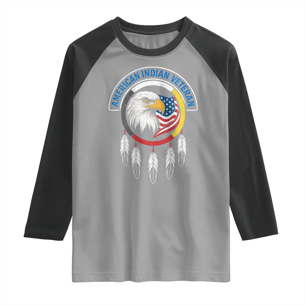 American Indian Veteran Raglan Shirt Native American Veteran Eagle Dreamcatcher TS11 Sport Gray Black Print Your Wear