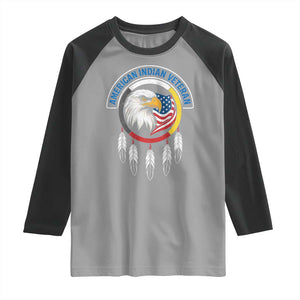 American Indian Veteran Raglan Shirt Native American Veteran Eagle Dreamcatcher TS11 Sport Gray Black Print Your Wear