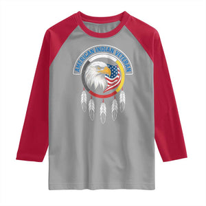 American Indian Veteran Raglan Shirt Native American Veteran Eagle Dreamcatcher TS11 Sport Gray Red Print Your Wear