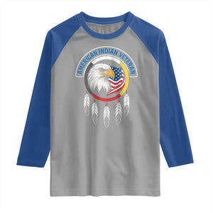 American Indian Veteran Raglan Shirt Native American Veteran Eagle Dreamcatcher TS11 Sport Gray Royal Print Your Wear
