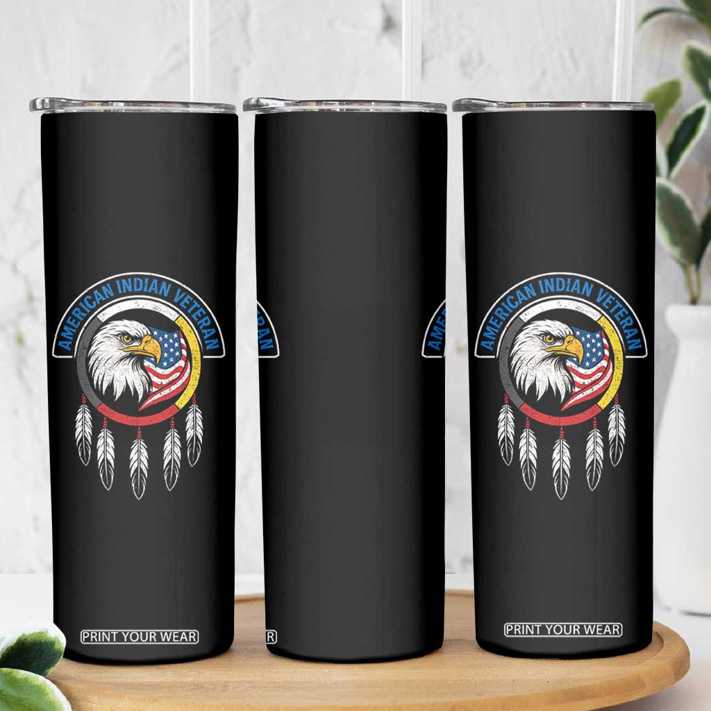 American Indian Veteran Skinny Tumbler Native American Veteran Eagle Dreamcatcher TS11 Print Your Wear