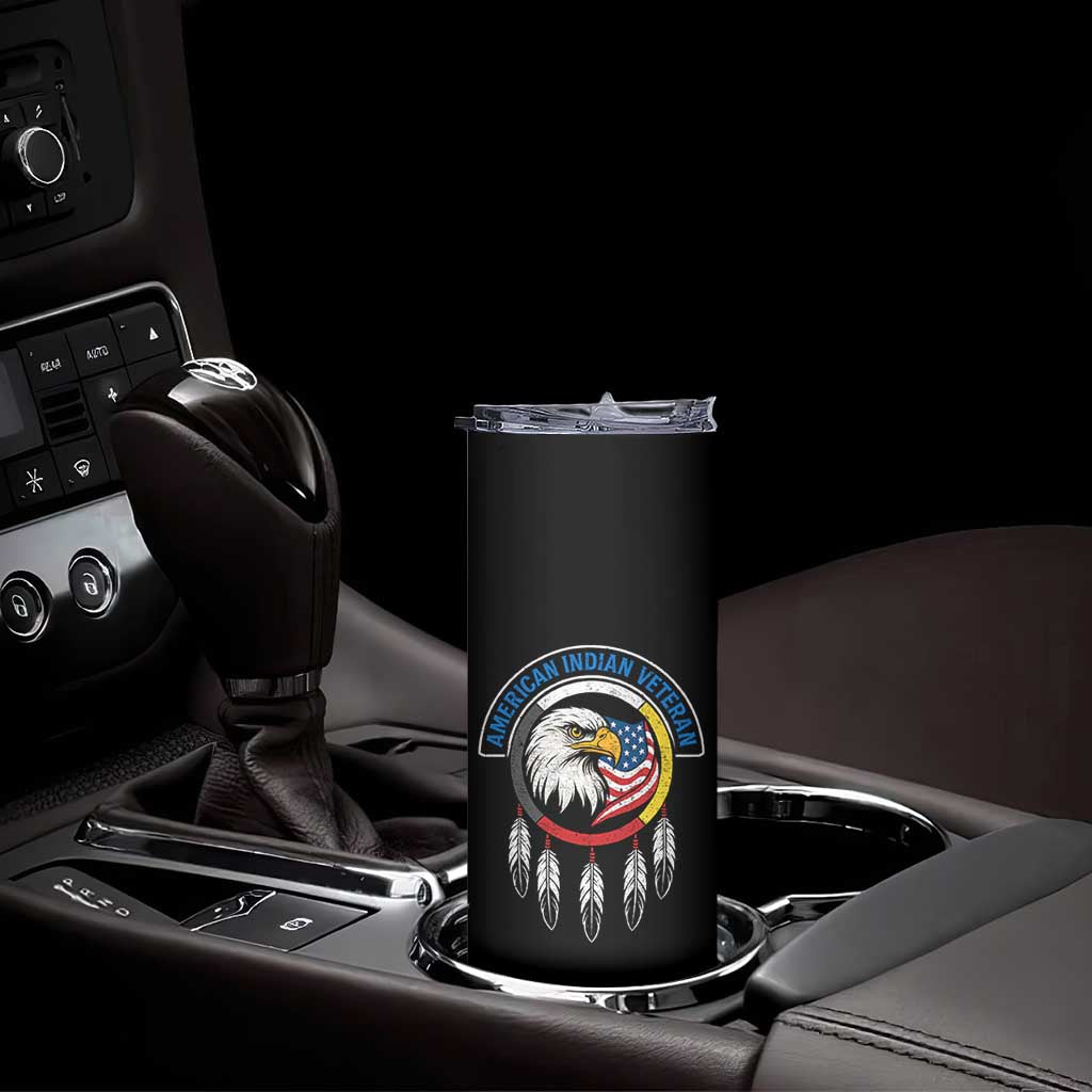 American Indian Veteran Skinny Tumbler Native American Veteran Eagle Dreamcatcher TS11 Print Your Wear