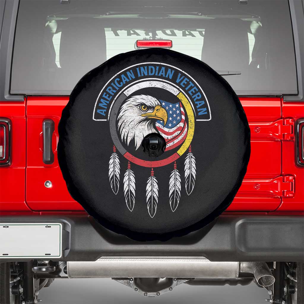 American Indian Veteran Spare Tire Cover Native American Veteran Eagle Dreamcatcher TS11 Black Print Your Wear