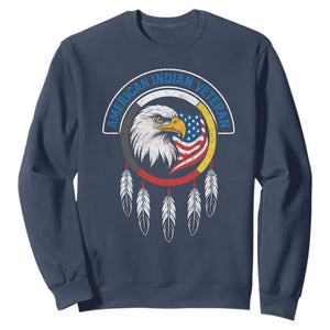American Indian Veteran Sweatshirt Native American Veteran Eagle Dreamcatcher TS11 Navy Print Your Wear