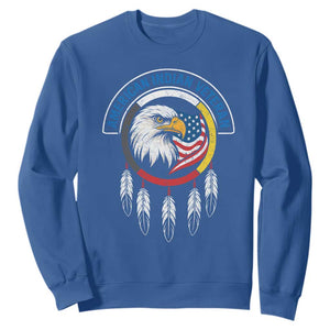 American Indian Veteran Sweatshirt Native American Veteran Eagle Dreamcatcher TS11 Royal Blue Print Your Wear