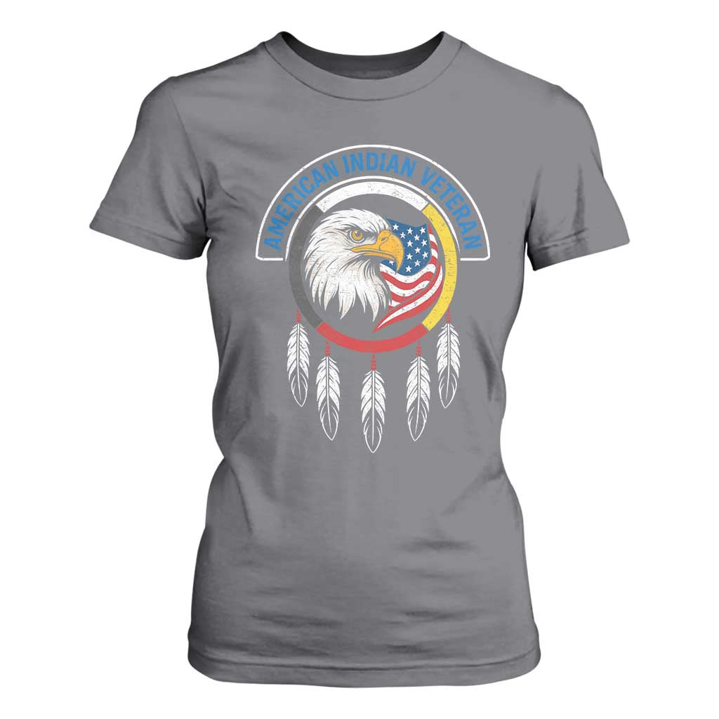 American Indian Veteran T Shirt For Women Native American Veteran Eagle Dreamcatcher TS11 Charcoal Print Your Wear