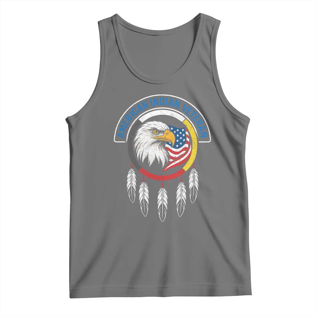 American Indian Veteran Tank Top Native American Veteran Eagle Dreamcatcher TS11 Black Heather Print Your Wear