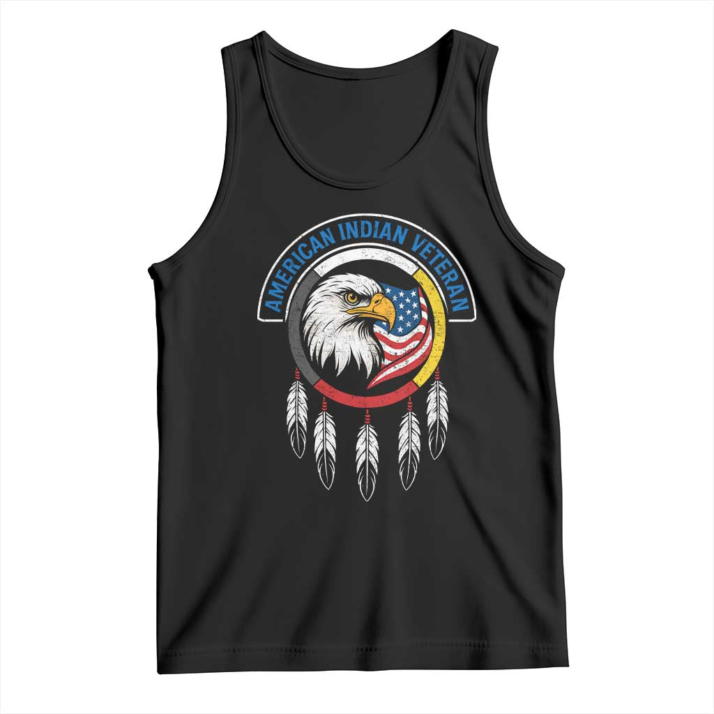 American Indian Veteran Tank Top Native American Veteran Eagle Dreamcatcher TS11 Black Print Your Wear