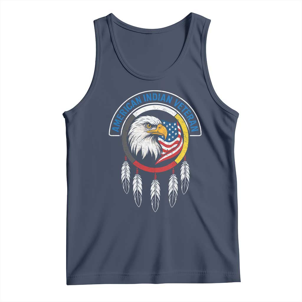 American Indian Veteran Tank Top Native American Veteran Eagle Dreamcatcher TS11 Navy Print Your Wear