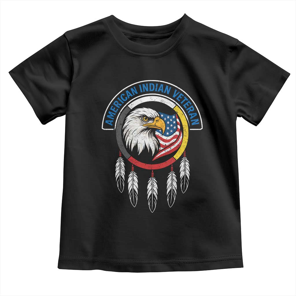 American Indian Veteran Toddler T Shirt Native American Veteran Eagle Dreamcatcher TS11 Black Print Your Wear