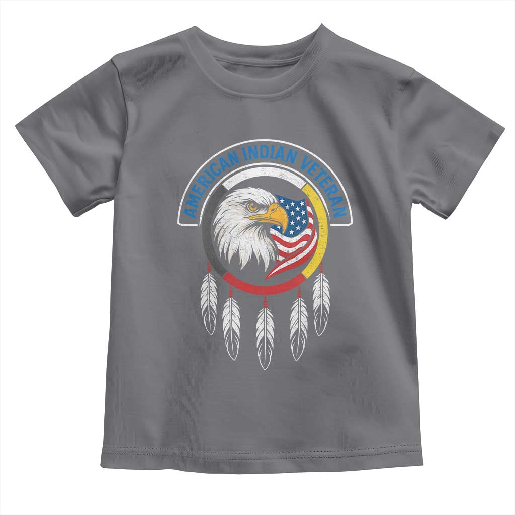 American Indian Veteran Toddler T Shirt Native American Veteran Eagle Dreamcatcher TS11 Charcoal Print Your Wear