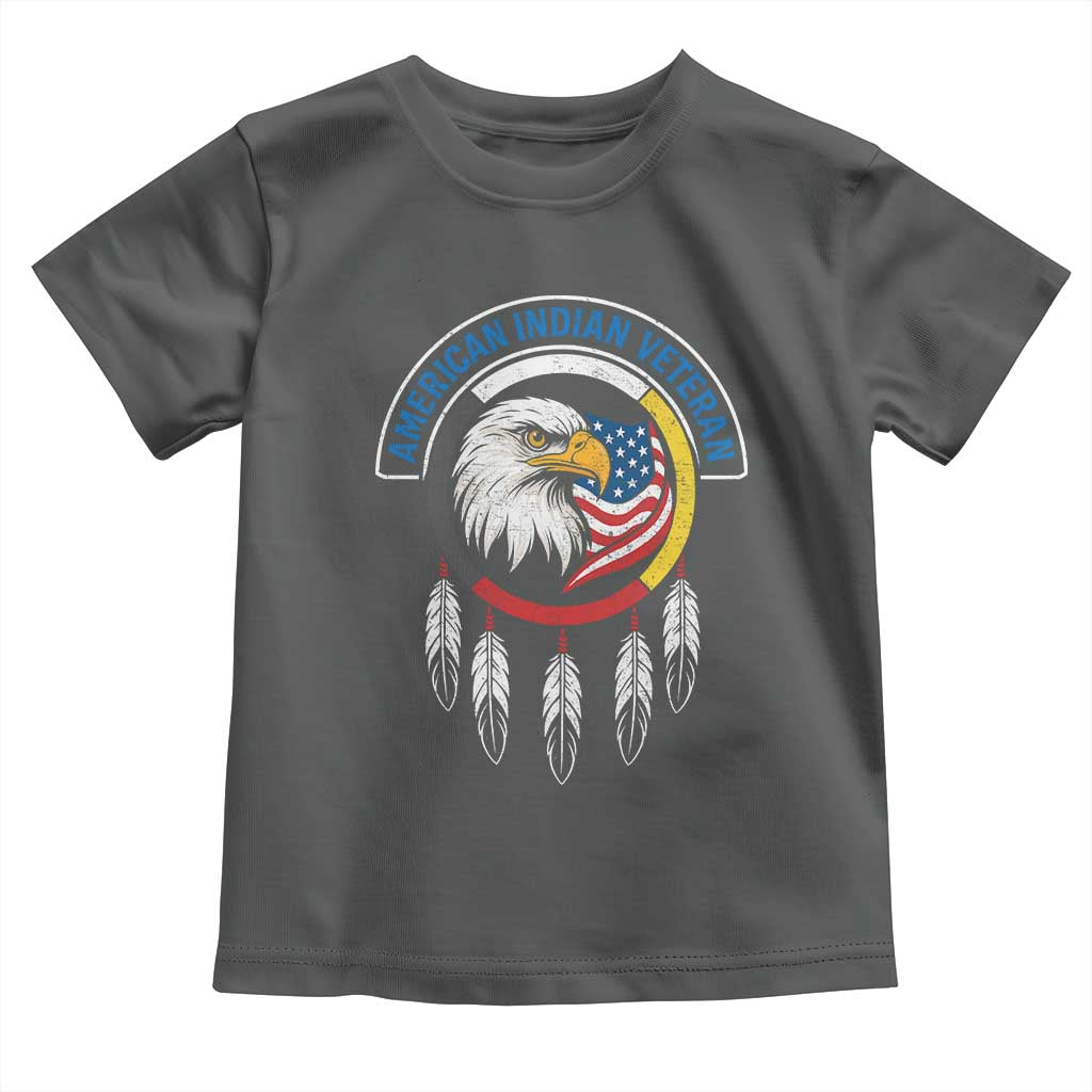 American Indian Veteran Toddler T Shirt Native American Veteran Eagle Dreamcatcher TS11 Dark Heather Print Your Wear