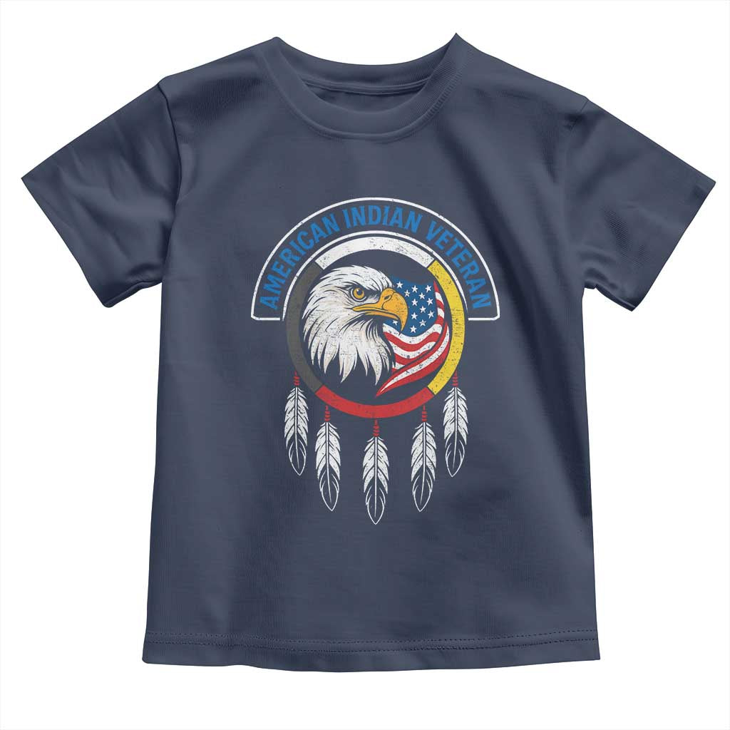 American Indian Veteran Toddler T Shirt Native American Veteran Eagle Dreamcatcher TS11 Navy Print Your Wear