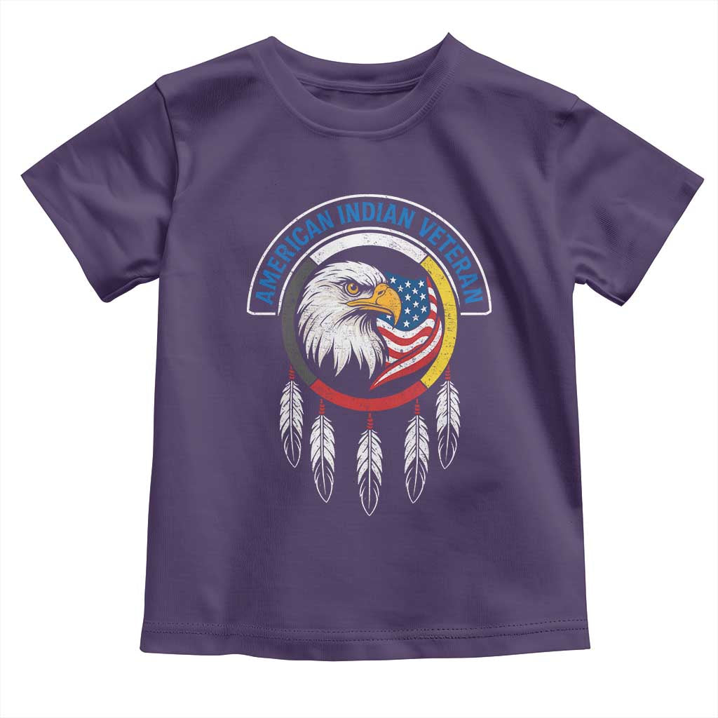 American Indian Veteran Toddler T Shirt Native American Veteran Eagle Dreamcatcher TS11 Purple Print Your Wear