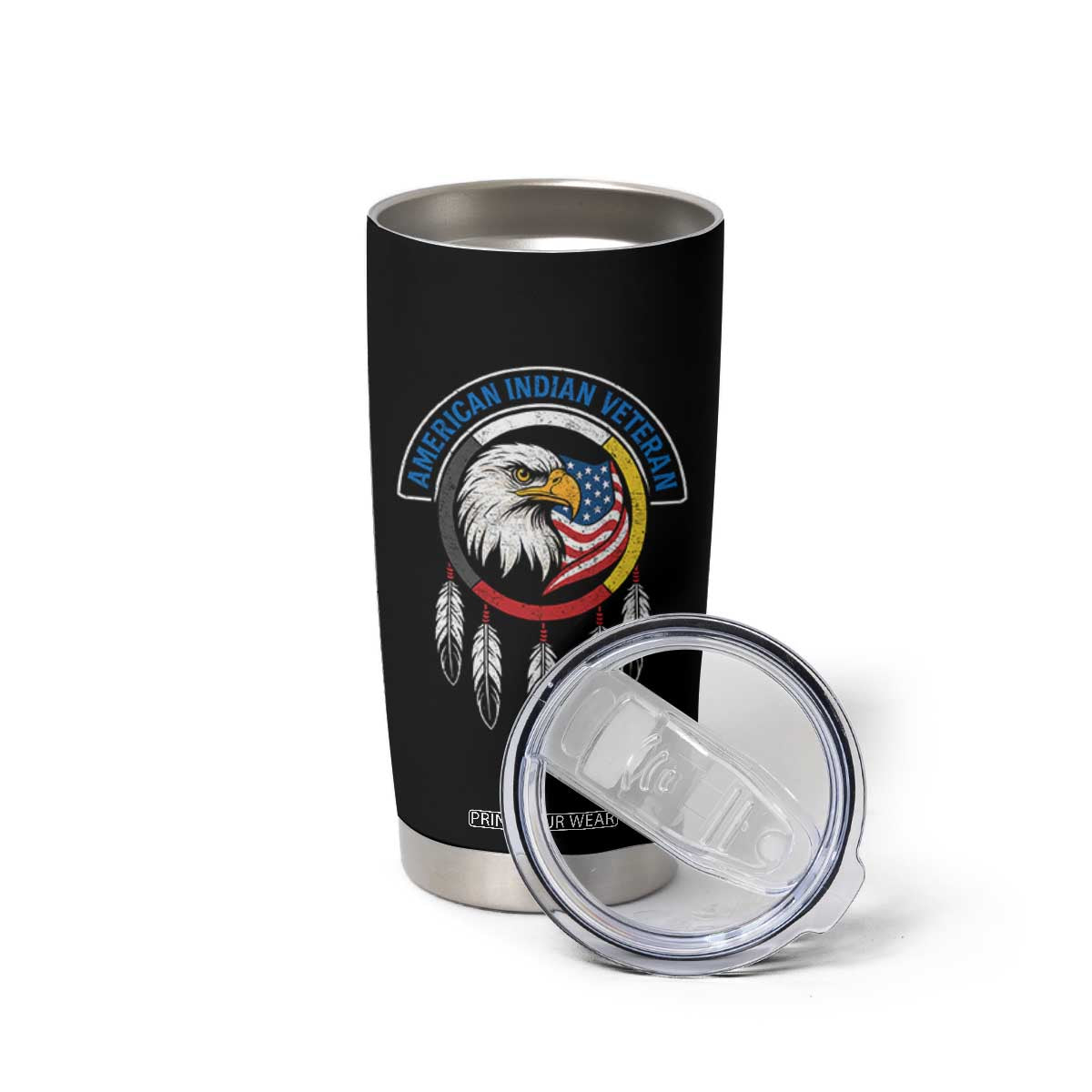 American Indian Veteran Tumbler Cup Native American Veteran Eagle Dreamcatcher TS11 Print Your Wear