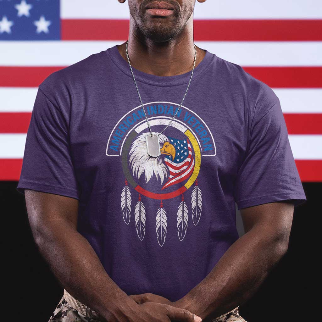 American Indian Veteran T Shirt Native American Veteran Eagle Dreamcatcher TS11 Purple Print Your Wear