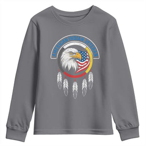 American Indian Veteran Youth Sweatshirt Native American Veteran Eagle Dreamcatcher TS11 Charcoal Print Your Wear