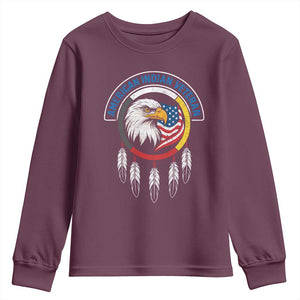 American Indian Veteran Youth Sweatshirt Native American Veteran Eagle Dreamcatcher TS11 Maroon Print Your Wear