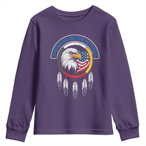 American Indian Veteran Youth Sweatshirt Native American Veteran Eagle Dreamcatcher TS11 Purple Print Your Wear