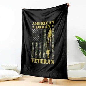 American Indian Veteran Throw Blanket Native American Veteran Feathers Camo Flag TS11 Print Your Wear