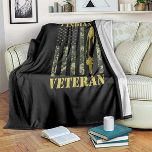 American Indian Veteran Throw Blanket Native American Veteran Feathers Camo Flag TS11 Print Your Wear