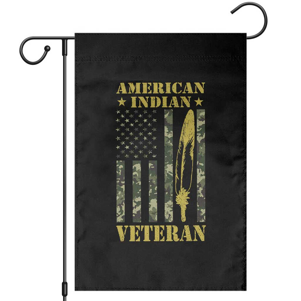 American Indian Veteran Garden Flag Native American Veteran Feathers Camo Flag TS11 Black Print Your Wear