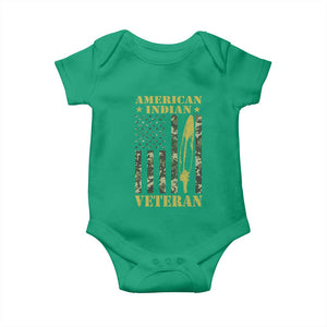 American Indian Veteran Baby Onesie Native American Veteran Feathers Camo Flag TS11 Irish Green Print Your Wear