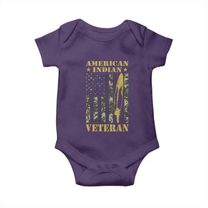 American Indian Veteran Baby Onesie Native American Veteran Feathers Camo Flag TS11 Purple Print Your Wear