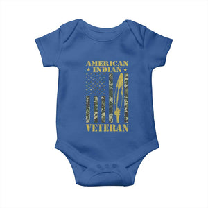 American Indian Veteran Baby Onesie Native American Veteran Feathers Camo Flag TS11 Royal Blue Print Your Wear