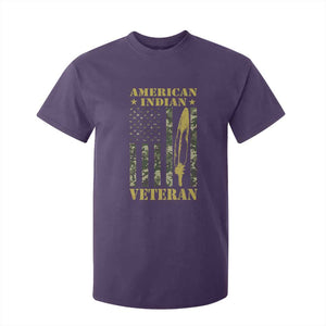 American Indian Veteran T Shirt For Kid Native American Veteran Feathers Camo Flag TS11 Purple Print Your Wear