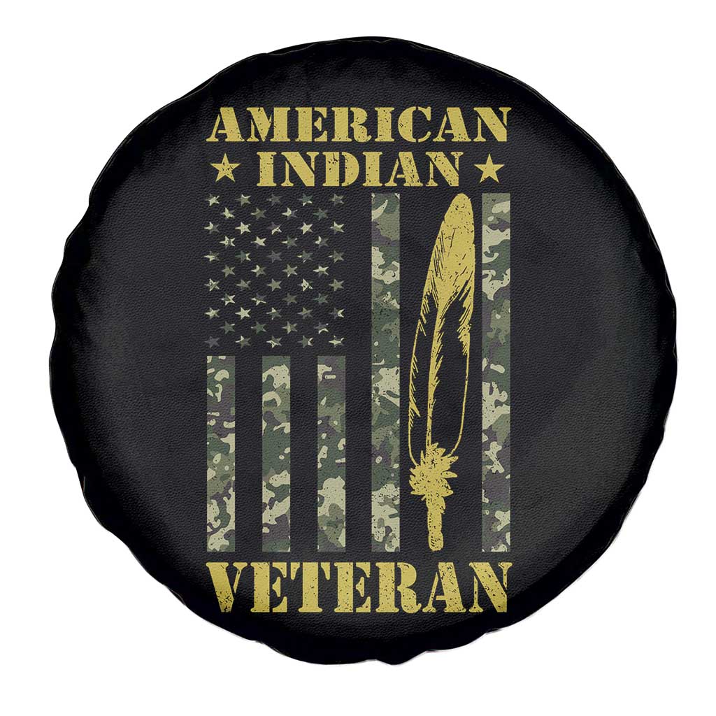 American Indian Veteran Spare Tire Cover Native American Veteran Feathers Camo Flag TS11 Print Your Wear