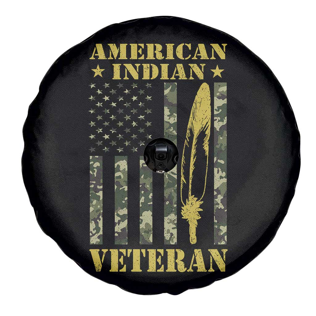 American Indian Veteran Spare Tire Cover Native American Veteran Feathers Camo Flag TS11 Print Your Wear
