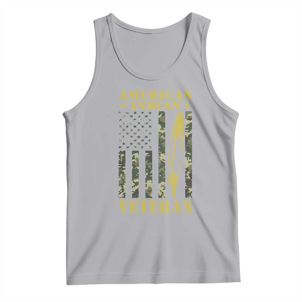 American Indian Veteran Tank Top Native American Veteran Feathers Camo Flag TS11 Athletic Heather Print Your Wear