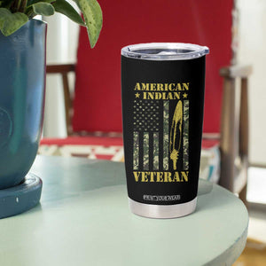 American Indian Veteran Tumbler Cup Native American Veteran Feathers Camo Flag TS11 Print Your Wear