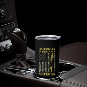 American Indian Veteran Tumbler Cup Native American Veteran Feathers Camo Flag TS11 Print Your Wear