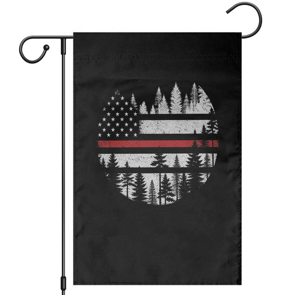 Wildland Firefighter Forest Red Line American Flag Garden Flag